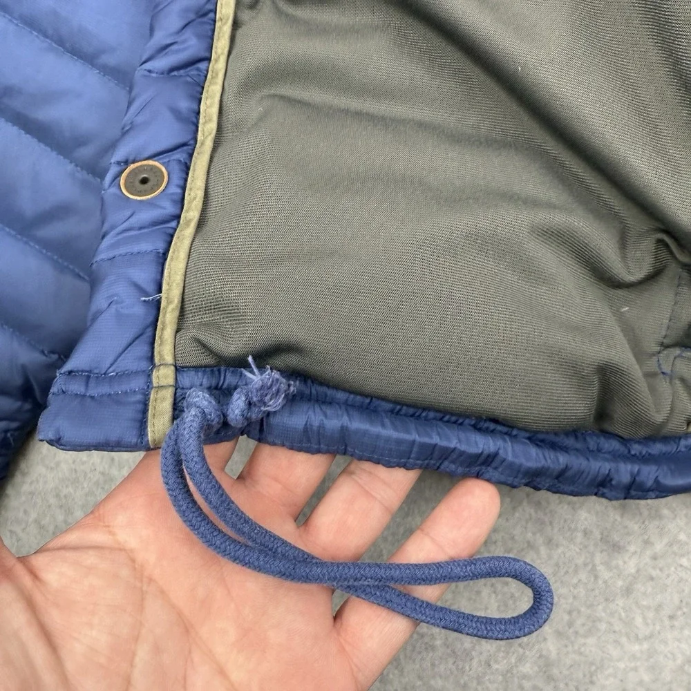 Relwen Jacket Mens Small Blue Puffer Goose‎ Down Quilted Snap Button Outdoors